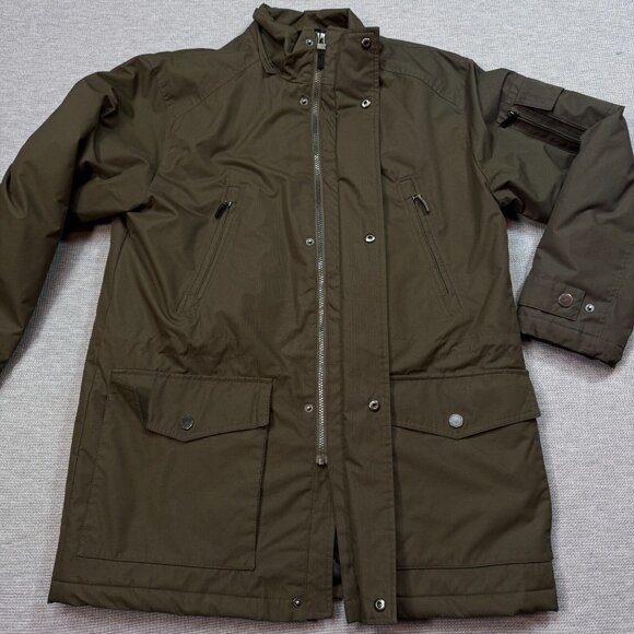 London Fog Mens Coat Green Insulated Winter Jacket Quilted Lining Pockets Medium - Picture 4 of 16